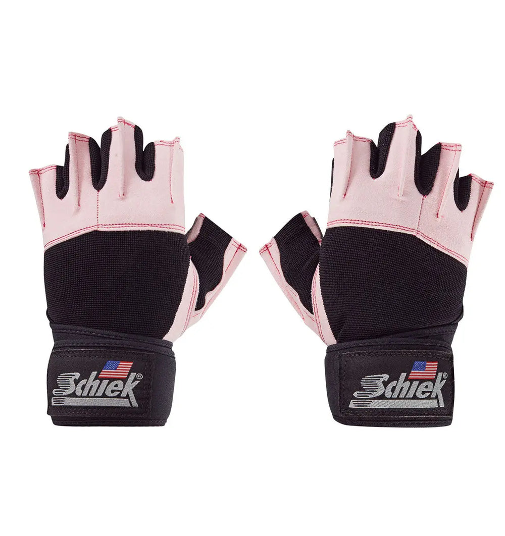 Model 540 Pink Platinum Series Lifting Gloves with Wrist Wraps Schiek Sports